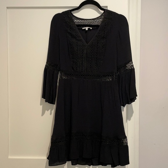 REBECCA MINKOFF Merryl Bell-Sleeve Crochet Mini Dress - Picture 2 of 7